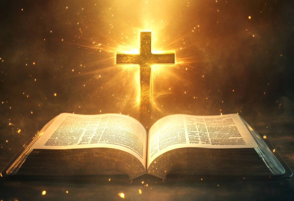 Bible with golden cross